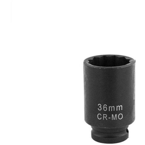Dado de impacto hexagonal de CR-Mo de 36 mm para llave de impacto de 12 puntas, dado de tuerca largo de 1/2"