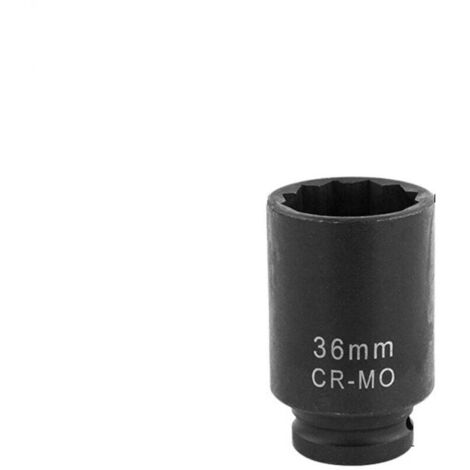 Dado de impacto hexagonal de CR-Mo de 36 mm para llave de impacto de 12 puntas, dado de tuerca largo de 1/2"
