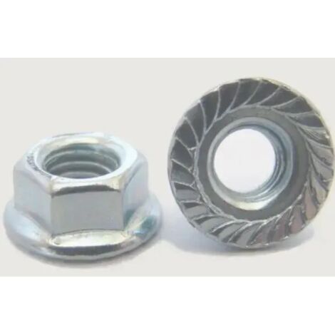 DADO ESAGONALE FLANGIATO A BASE ZIGRINATA ZINCATO  DIAMETRO 8 MM