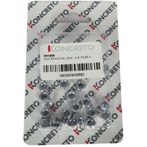 DADO ESAGONALE ZINCATO M 5  - pz. 25 KONCRETO