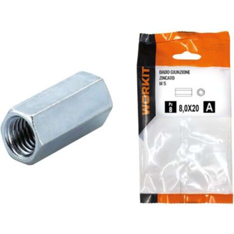 DADO GIUNZIONE ZINCATO SELF WORKIT  - M5 MM8X20 CF=PZ 8 - 5 confezione