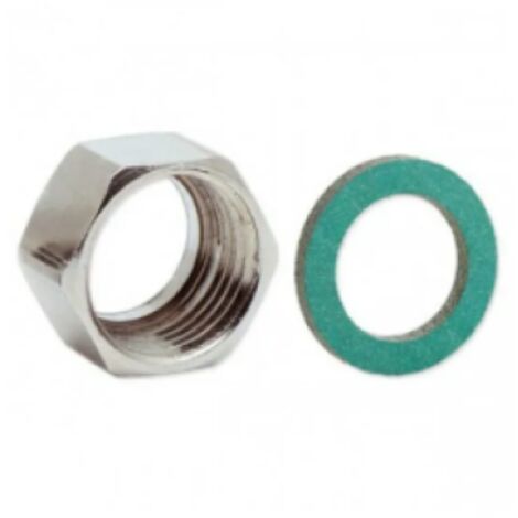 Dado ottone nichelato dn 15 3/4 con guarnizione acqua emiflex 0583415