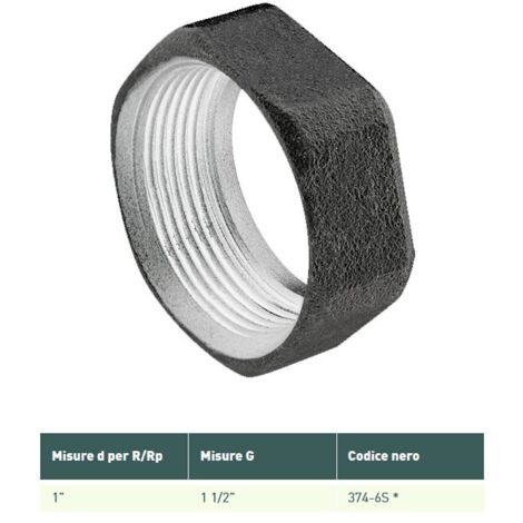 Dado sede piana, misura 1', nero 374-6S - -  GEBO - -