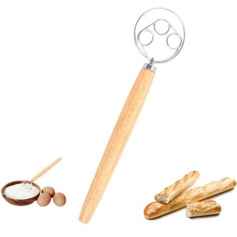 Dänischer Schneebesen, 33 cm, Teigrührer – Holländischer Schneebesen – Eierquirl – Teigrührer – Schneebesen mit Holzgriff – Mixer – Draht aus Edelstahl 304 zum Herstellen von Teig