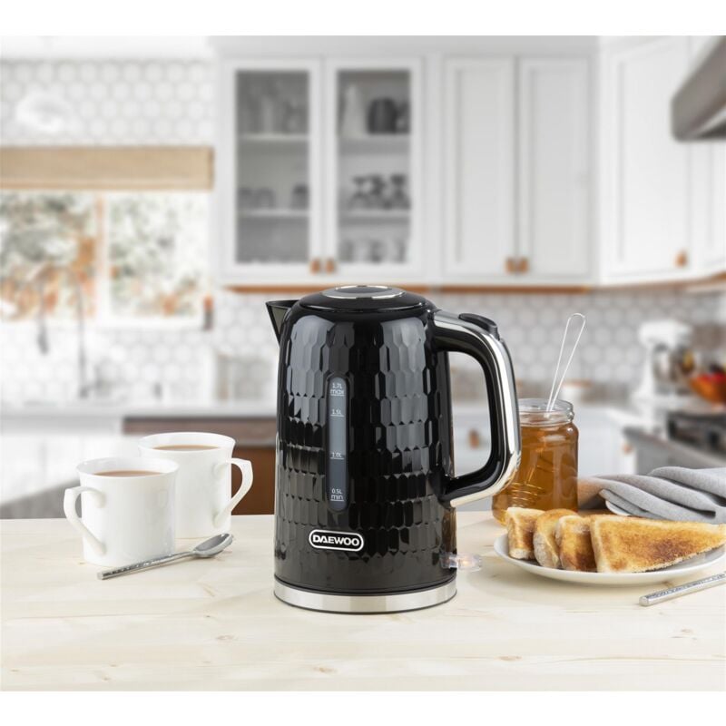 Daewoo - Black 1.7L Honeycomb Kettle