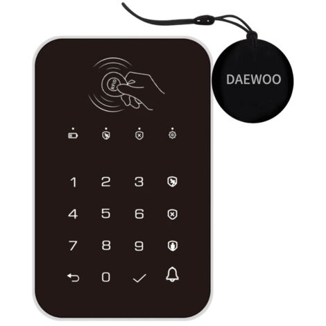 Daewoo Security - Clavier sans fil avec lecteur RFID WKE301 - Vous permet d'armer, désarmer et passer en mode maison votre système - 2 badges RFID inclus - Compatible Touch, Touch XL & Vigilia