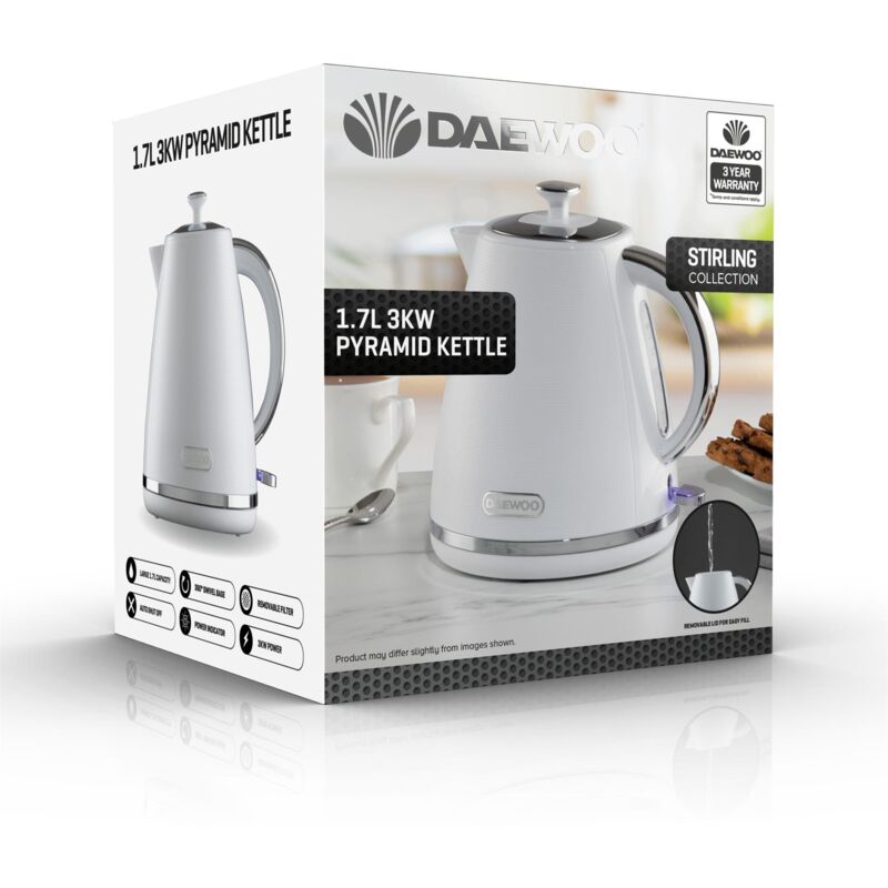 Daewoo - Stirling 1.7l 3kw Pyramid Kettle White