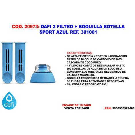 Dafi – 2 Flaschenfilter + Verschluss – Blau