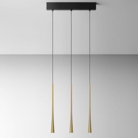 Dafne - Lampada a sospensione oro 16,5W luce calda 3000K IP20 - Lampada da soffitto led 3 luci design moderno - alluminio bianco satinato