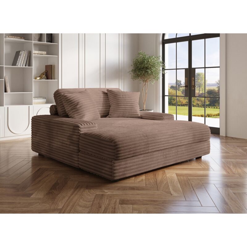 Deco In Paris - daho - Canapé méridienne en gros côtelé doux marron taupe daho