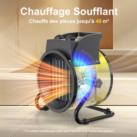 DAHTEC Chauffage 5000W Jaune - Classe A - Puissance et Économie - Diffusion Angulaire - Pour Grands Ateliers