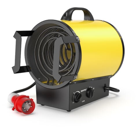 DAHTEC 9000W YELLOW - Fan Heater with Handle, Thermostat & Overheating Protection - Ideal Construction, Garage, Home