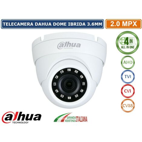 DAHUA HAC-HDW1200M-S4 TELECAMERA IBRIDA 4 IN 1 AHD CVI TVI CVBS 2MPX 3.6MM IP67 IR LED 30 METRI