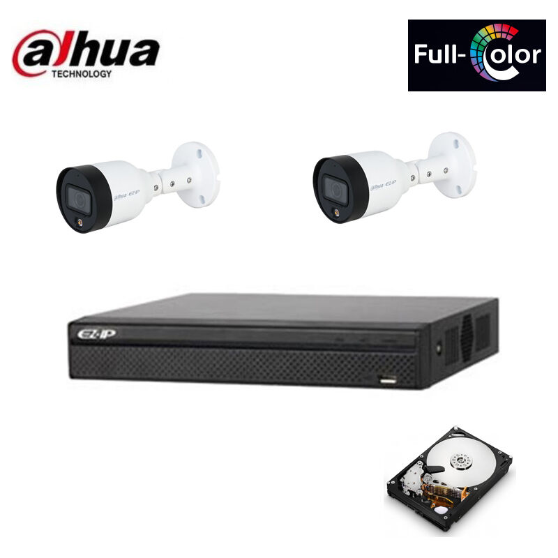 Dahua - ip kit 2 cameras 2 mpx full colour hd 500 gb