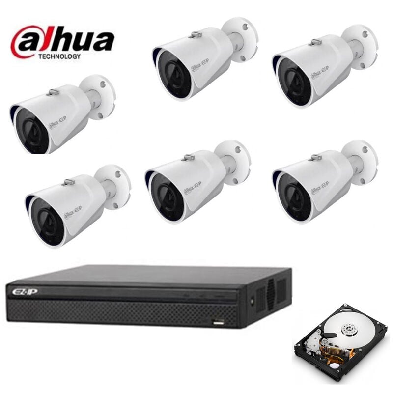 Dahua - ip video surveillance kit 6 cameras 2 mpx hd 500GB