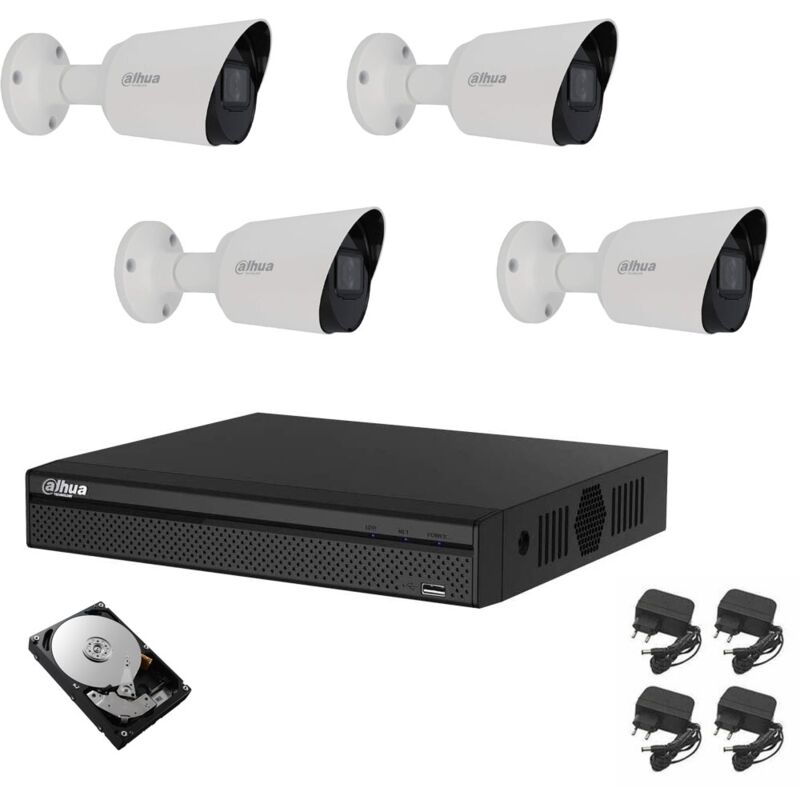 Dahua - video surveillance kit 4 cameras infra rouge 2 mpx ip cloud hd 500 gb
