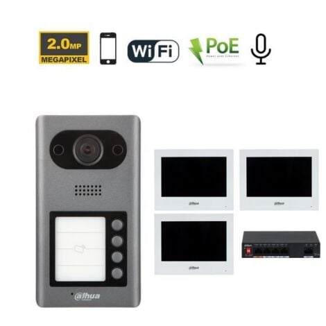Dahua Kit videocitofonico IP - Wi-Fi Posto esterno VTO3211D-P4-S2 + Switch PFS3006-4ET-36 + Monitor 7" VTH2621GW-WP Nr.03 Monitor