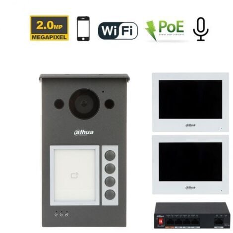 Dahua Kit videocitofonico IP - Wi-Fi Posto esterno VTO3311Q-WP + Switch PFS3006-4ET-36 + Monitor 7" VTH2621GW-WP Nr.02 Monitor