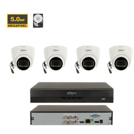 Dahua Kit videosorveglianza HDD 1Tb + 4 Telecamere Dome 5Mp - XVR5104HS-4KL-I3