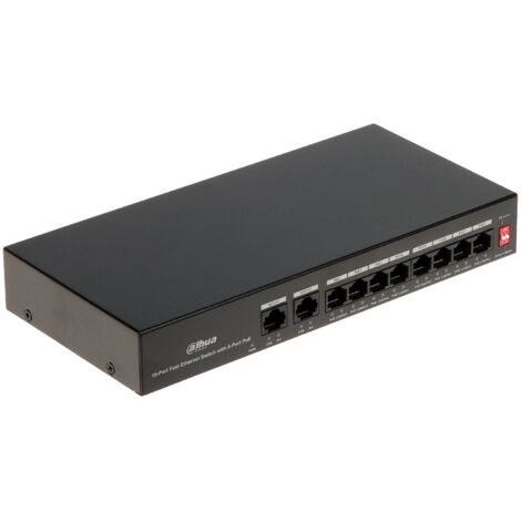 Dahua PFS3010-8ET-65 Switch di rete Dahua 8 Porte PoE + 2 Porta 10/100Mbps Base-TX 65W