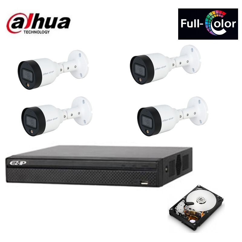 Dahua - poe ip camera kit 4 cameras 2 mpx full colour hd 2 tb