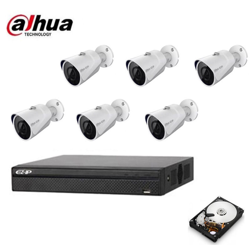 Dahua - poe ip video surveillance kit 6 cameras 2 mpx hd 500 gb
