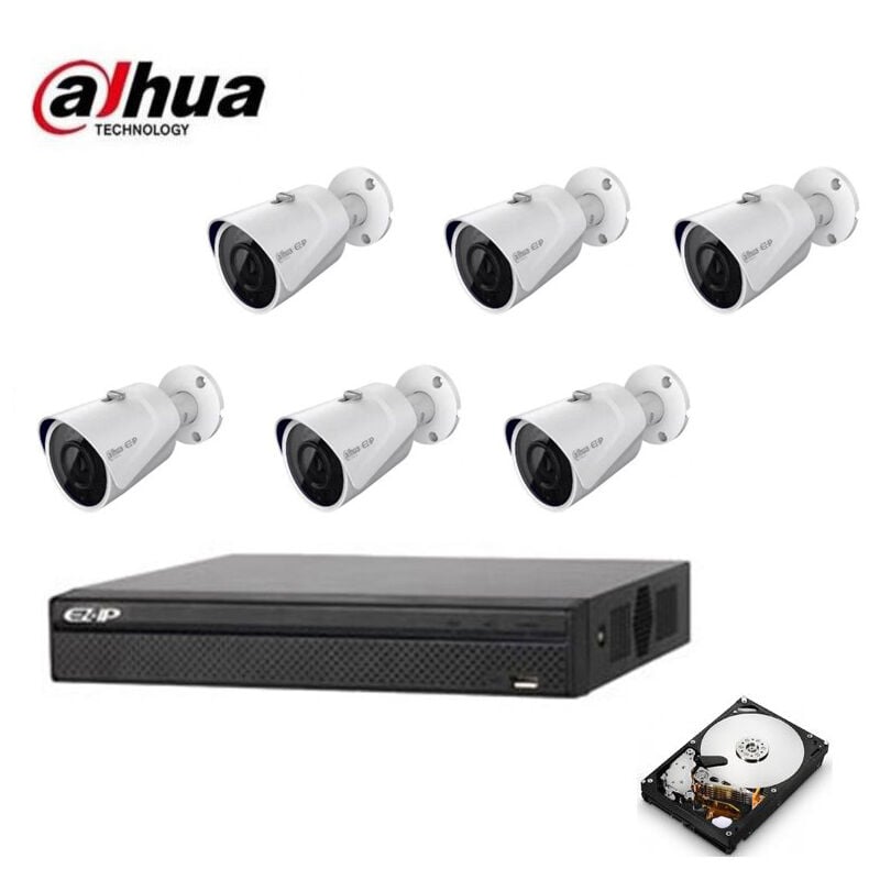 Dahua - poe ip video surveillance kit 6 cameras 4 mpx P2P hd 500 gb