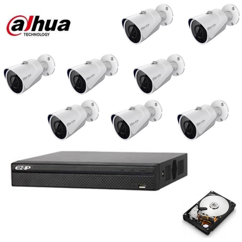 Dahua - poe ip video surveillance kit 8 cameras 2 mpx hd 2 tb