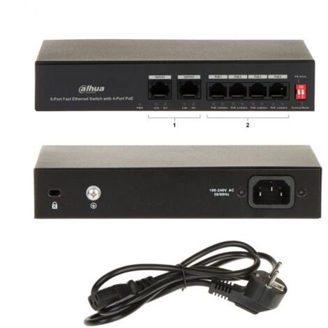 Dahua SWITCH 4 PORTE POE 10/100Mbps - PFS3006-4ET-36