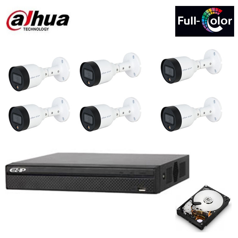 Dahua - video surveillance kit 6 cameras nvr 8 canaux ip 2 mpx hd 1TB