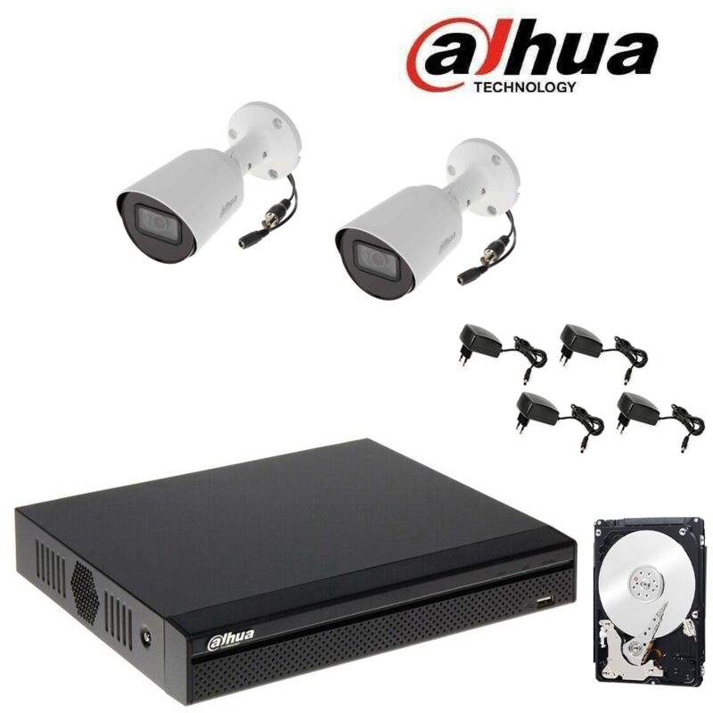 Dahua - videosurveillance kit dvr 4 canaux 2 cameras 2 mpx hd 500 gb