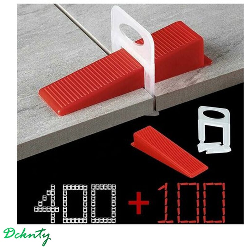 Paryou - d'aide à la pose de carrelage, 400 Clips, 100 Cales Réutilisable pour la Pose de Carreaux épaisseur 3–12 mm