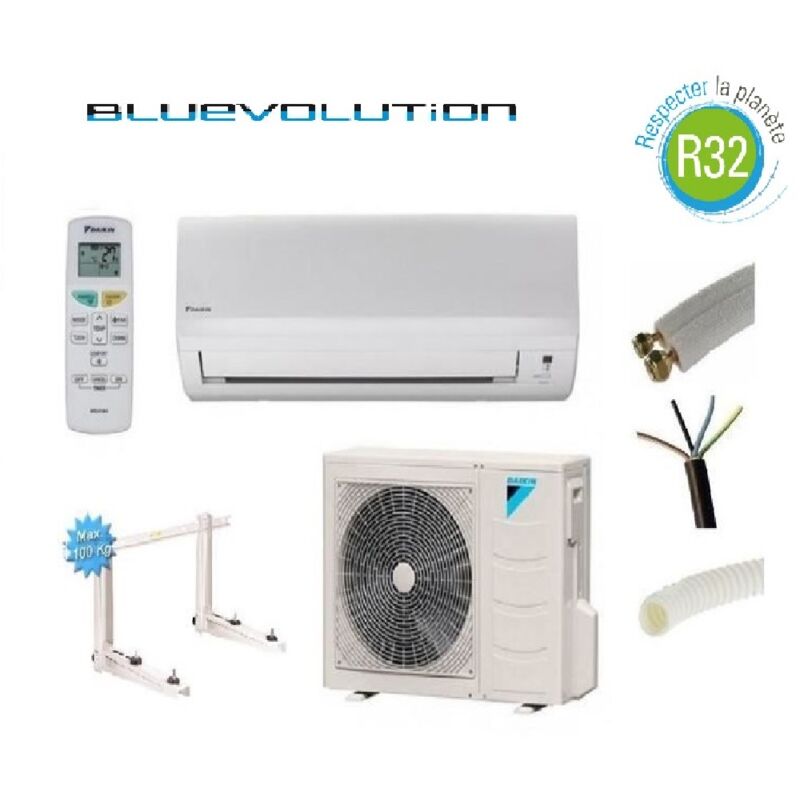 Daikin - 3500W R32 bluevolution reversible klimaanlage FTXF35A + 5 meter installationskit + wandhalterung