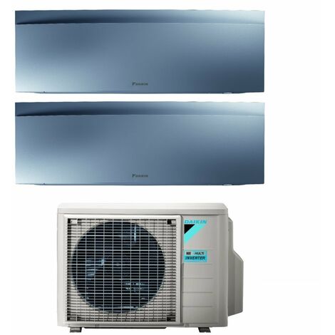 Daikin Bluevolution Dual Split Climatiseur rèversible Série EMURA SILVER III 7+15 avec 2MXM68N R-32 Wi-Fi intégré 7000+15000 Couleur argent - garantie europèenne