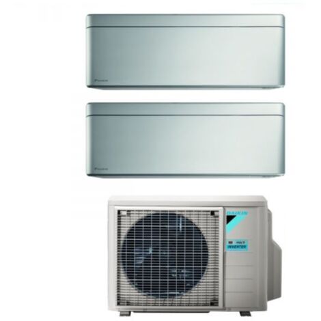 Daikin Bluevolution Dual Split Climatiseur rèversible Série STYLISH TOTAL SILVER 9+12 avec 2MXM50M9 R-32 Wi-Fi intégré 9000+12000 Couleur Gris - garantie europèenne