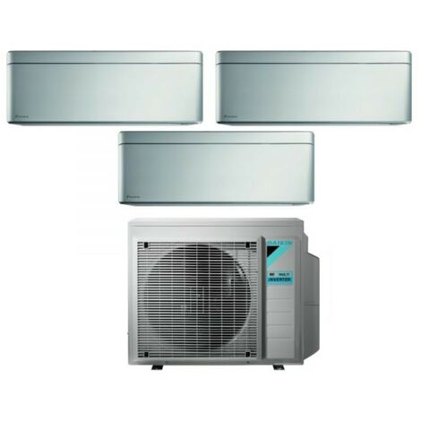Daikin Bluevolution Trial Split Inverter-Klimagerät Serie STYLISH TOTAL SILVER 9+9+12 mit 3MXM52N R-32 Wi-Fi Integrated 9000+9000+12000 Farbe Grau - Italienische Garantie