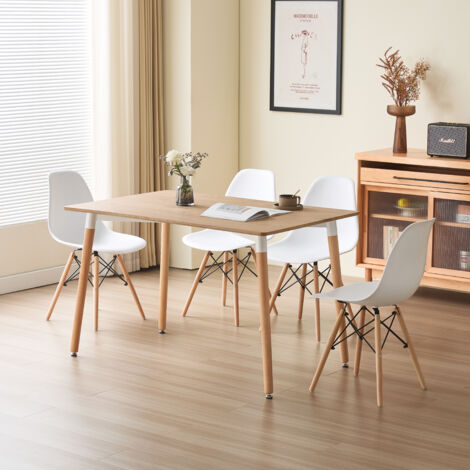 Daisy 120cm Rectangular Dining Table Oak with 4 White Chairs