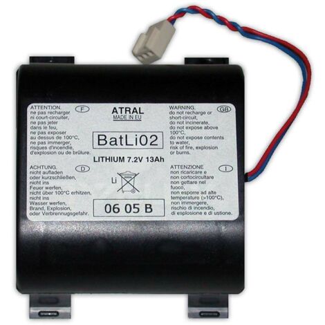 Daitem – Pile rechargeable lithium 7.2V 13Ah – Accu pour alarme – Compatible équipements sécurité Hager et Logesty - Batli02