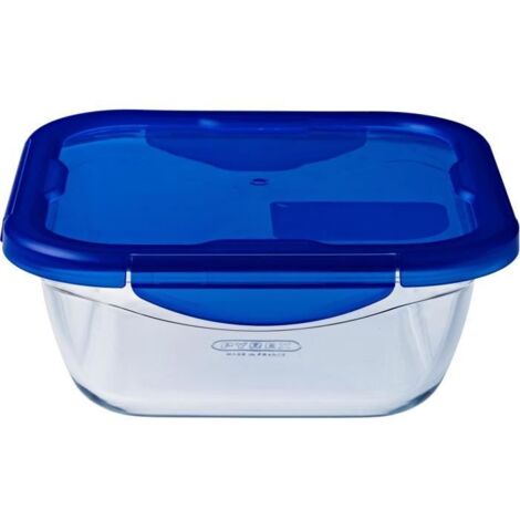 DAJAR 36847 COOK & GO GLASBEHÄLTER MIT DECKEL COOK UND GO, QUADRATISH, PYREX, 0,8 L, GLAS, BLAU/TRANSPARENT, 16,6 X 16,6 X 6,9 C