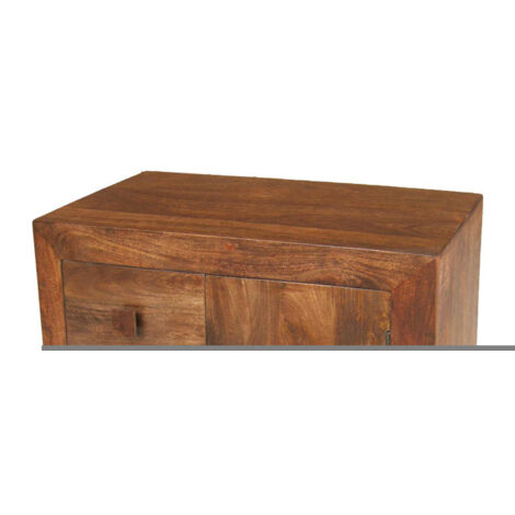 Dakota 3 Drawer Sideboard - Mango Wood - L35 x W85 x H75 cm - Dark Finish