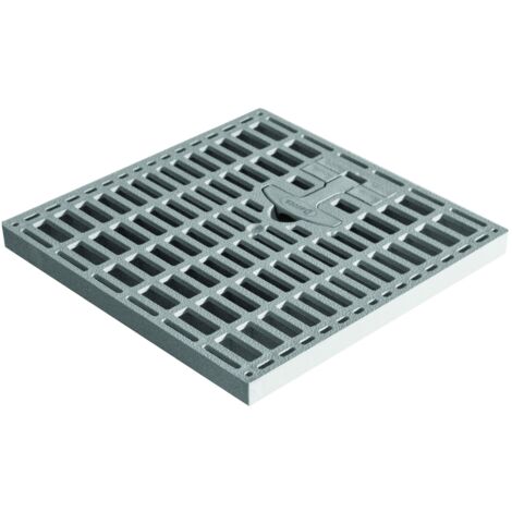 Dakota – Grille de voirie renforcée 380x380 mm en polypropylène – Poignée intégrée pour inspection fosses – Drainage efficace intérieur/extérieur