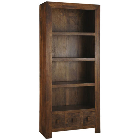 Dakota Large Bookcase - Mango Wood - L30 x W75 x H175 cm - Dark Finish