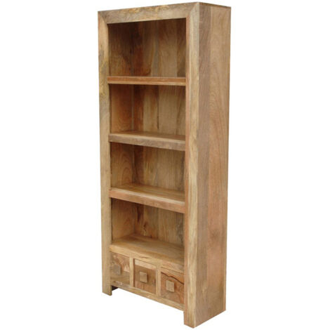 Dakota Large Bookcase - Mango Wood - L30 x W75 x H175 cm - Light Finish