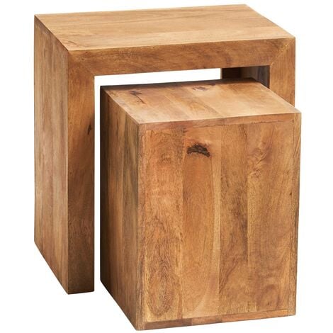 main image of "Dakota Light Mango Cubed Nest of 2 Tables"