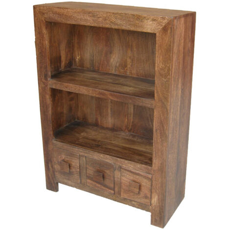 Dakota Small Bookcase - Mango Wood - L30 x W75 x H105 cm - Dark Finish