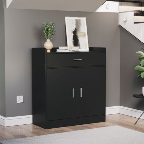 Dalby 2 Door 1 Drawer Shoe Cabinet, Black