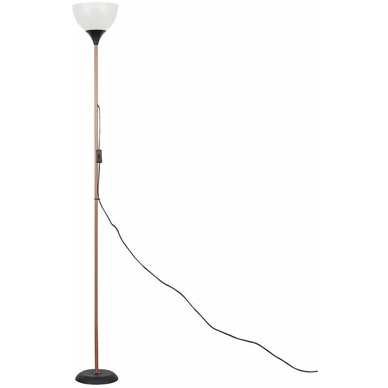 Minisun - Copper & Black Uplighter Floor Lamp + White Shade - Add LED Bulb