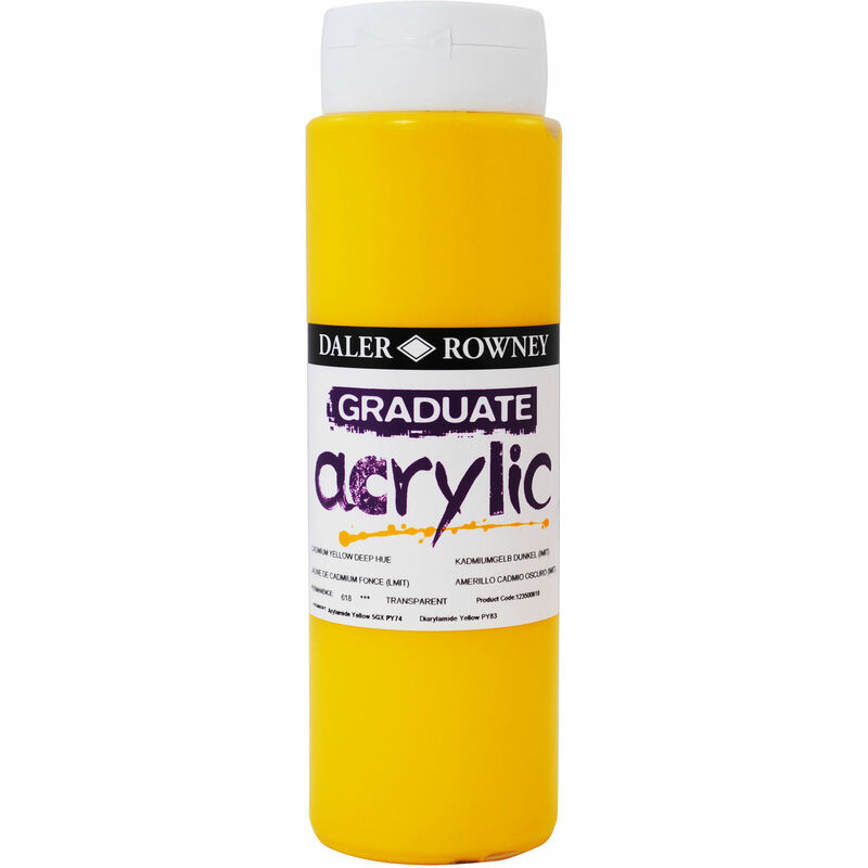 Daler-rowney - Daler Rowney 123500618 Graduate Acrylic Paint 500ml Cadmium Yellow Deep Hue