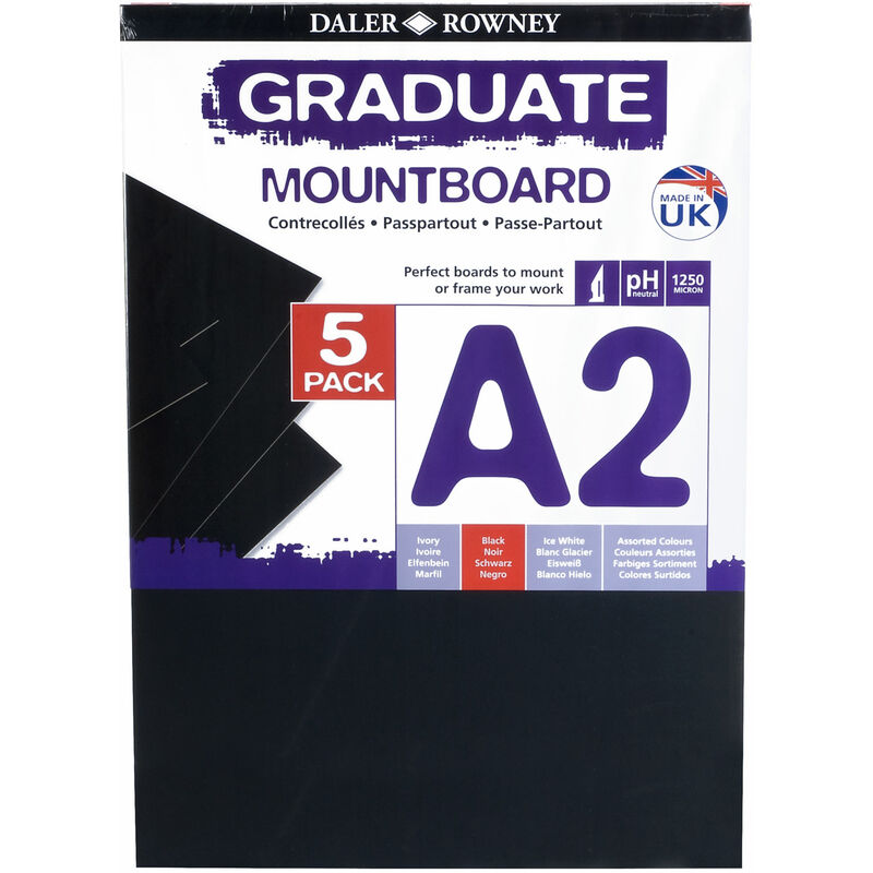 Daler Rowney A2 Graduate Mount Board Pack of 5 Black