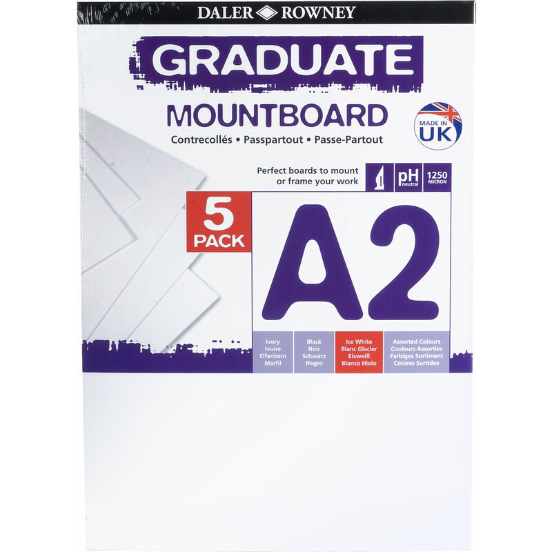 Daler Rowney A2 Graduate Mount Board Pack of 5 Ice White